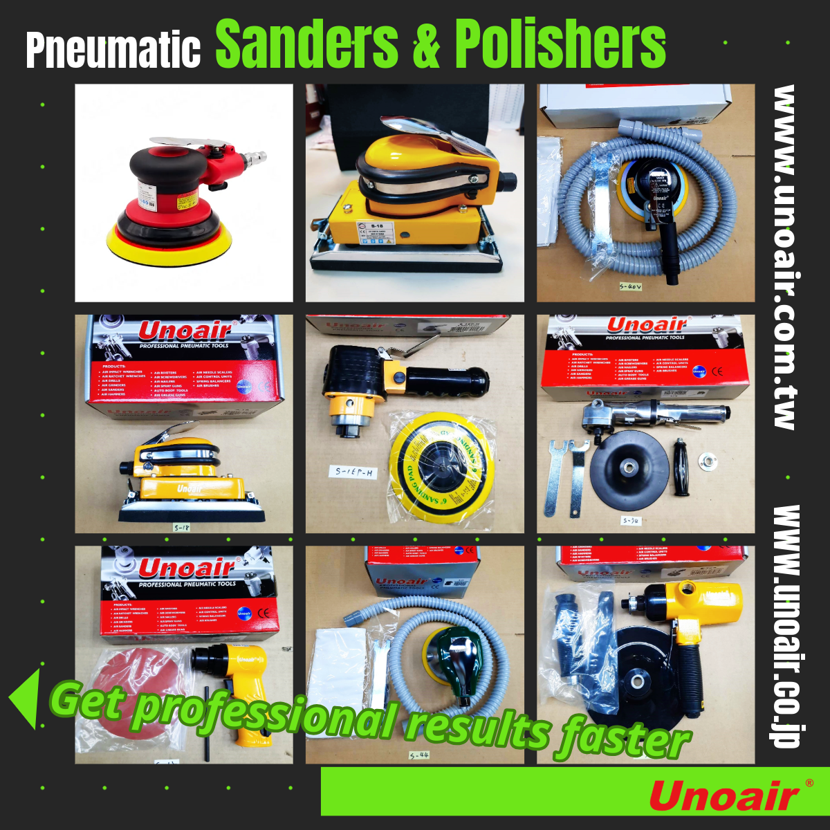 unoair air pneumatic tool compressor sander polisher